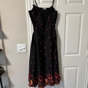 Free People Elegant Black and Red Floral Dress